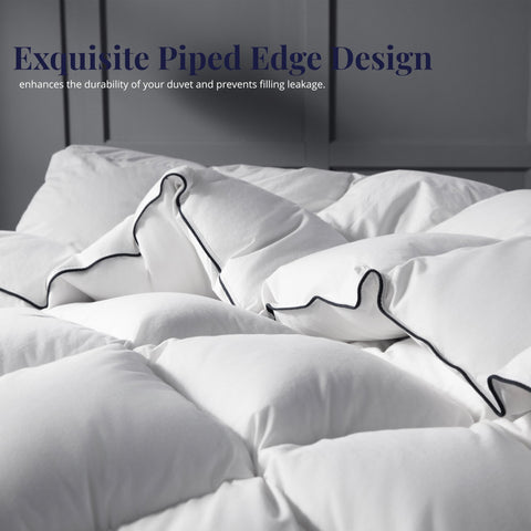 Box-stitching detail ensures even warmth distribution and reduced clumping.