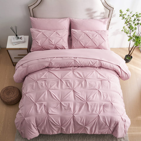 Ubauba pintuck bedding close-up highlights soft microfiber fabric for breathability