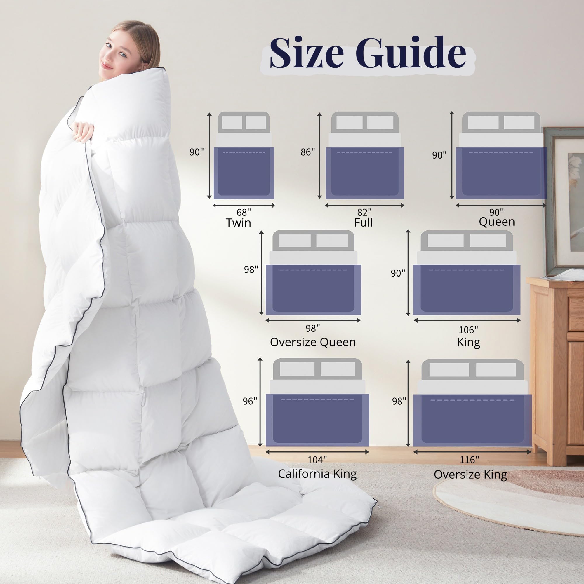 White queen duvet insert complements any bedding ensemble.