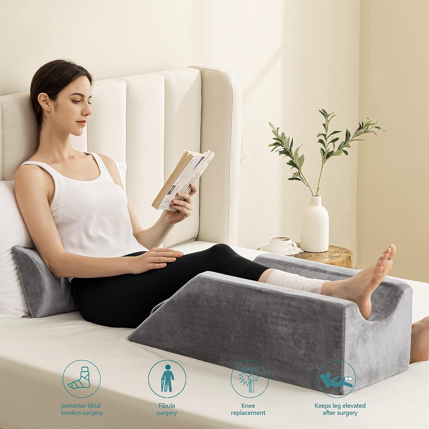 UBBCARE leg pillow central notch illustrates secure leg positioning while resting.