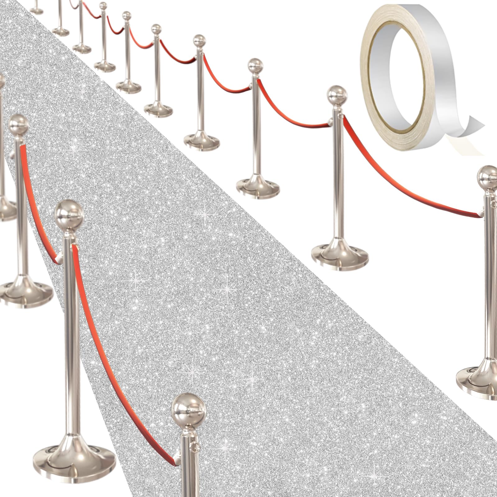 UBCGOTT glitter silver walkway adds sparkle and guides guests safely