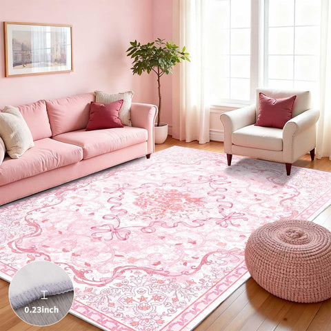 Ucharm Pink Bow Rug for nursery keeps tiny feet safe with secure backing.