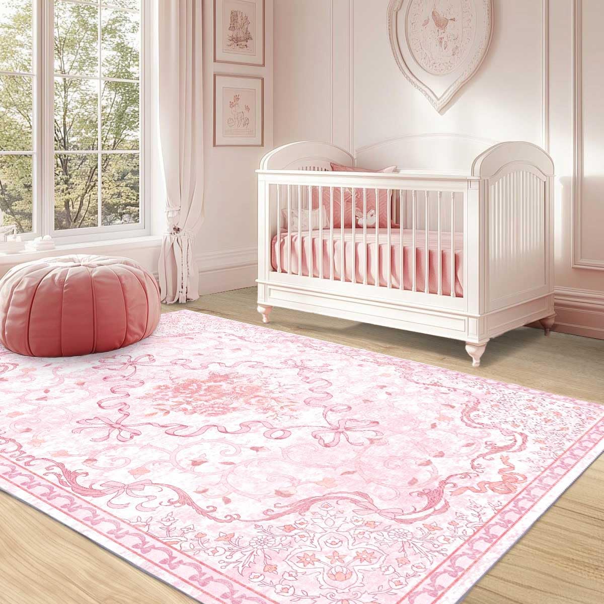 Ucharm Pink Bow Rug's soft pile feels gentle on bare feet.