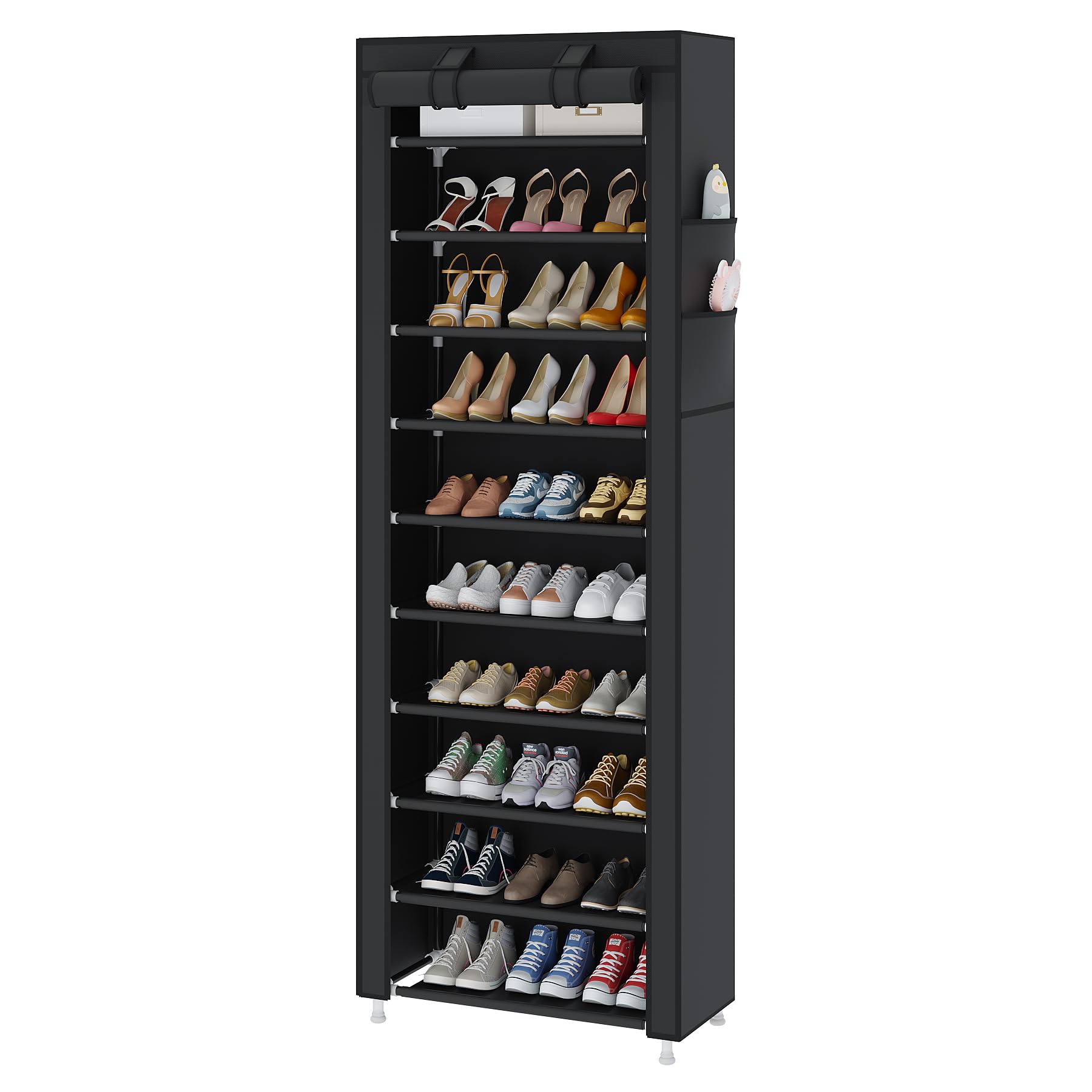 UDEAR 10-tier rack with dustproof cover keeps shoes neatly organized