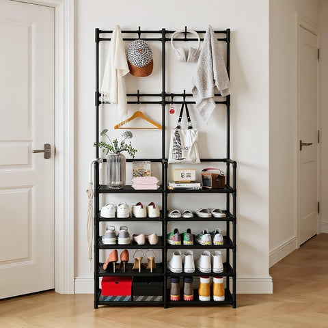 UDEAR coat rack 8 hooks close-up highlights easy hanging options.