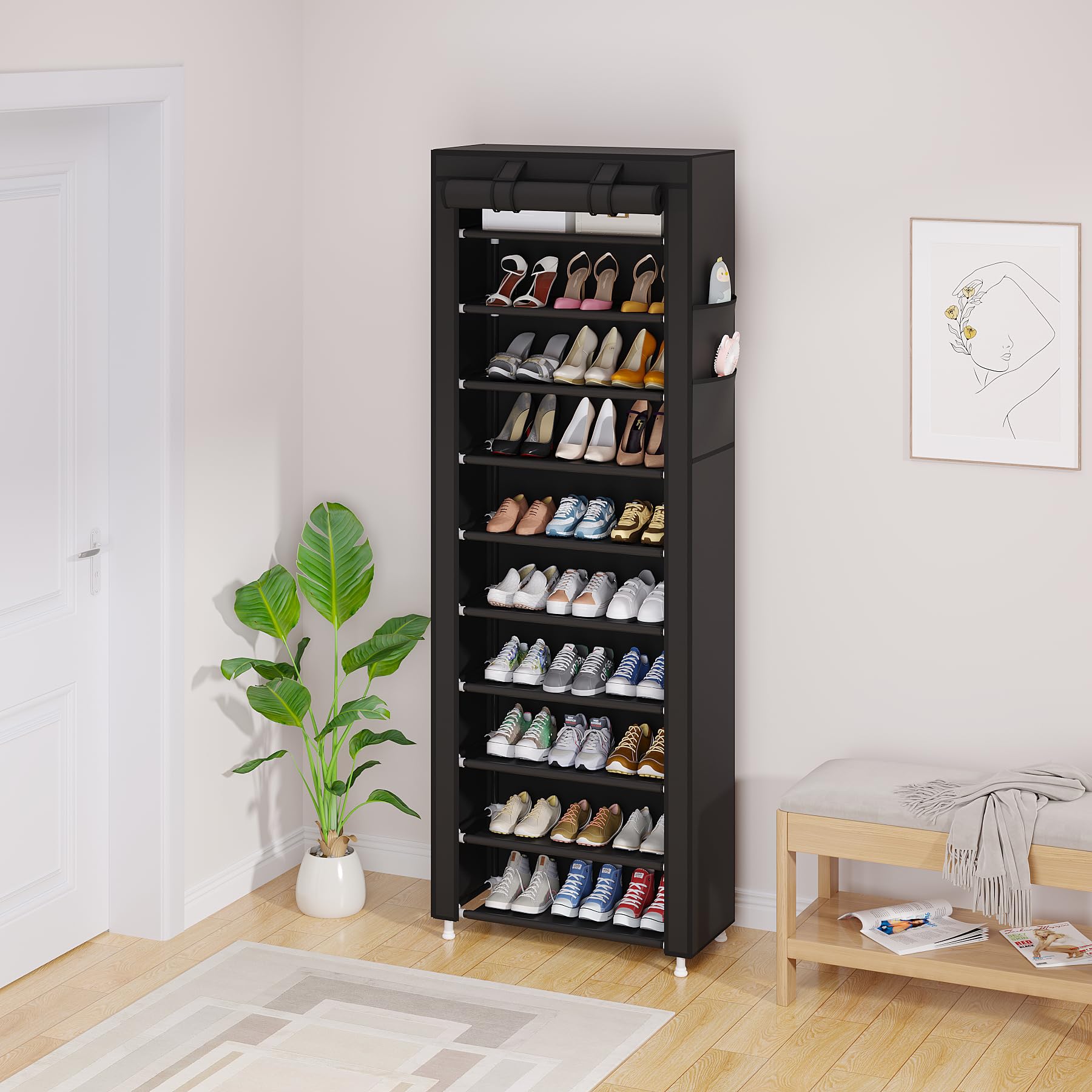 UDEAR shoes neatly arranged on 10 shelves for organized storage