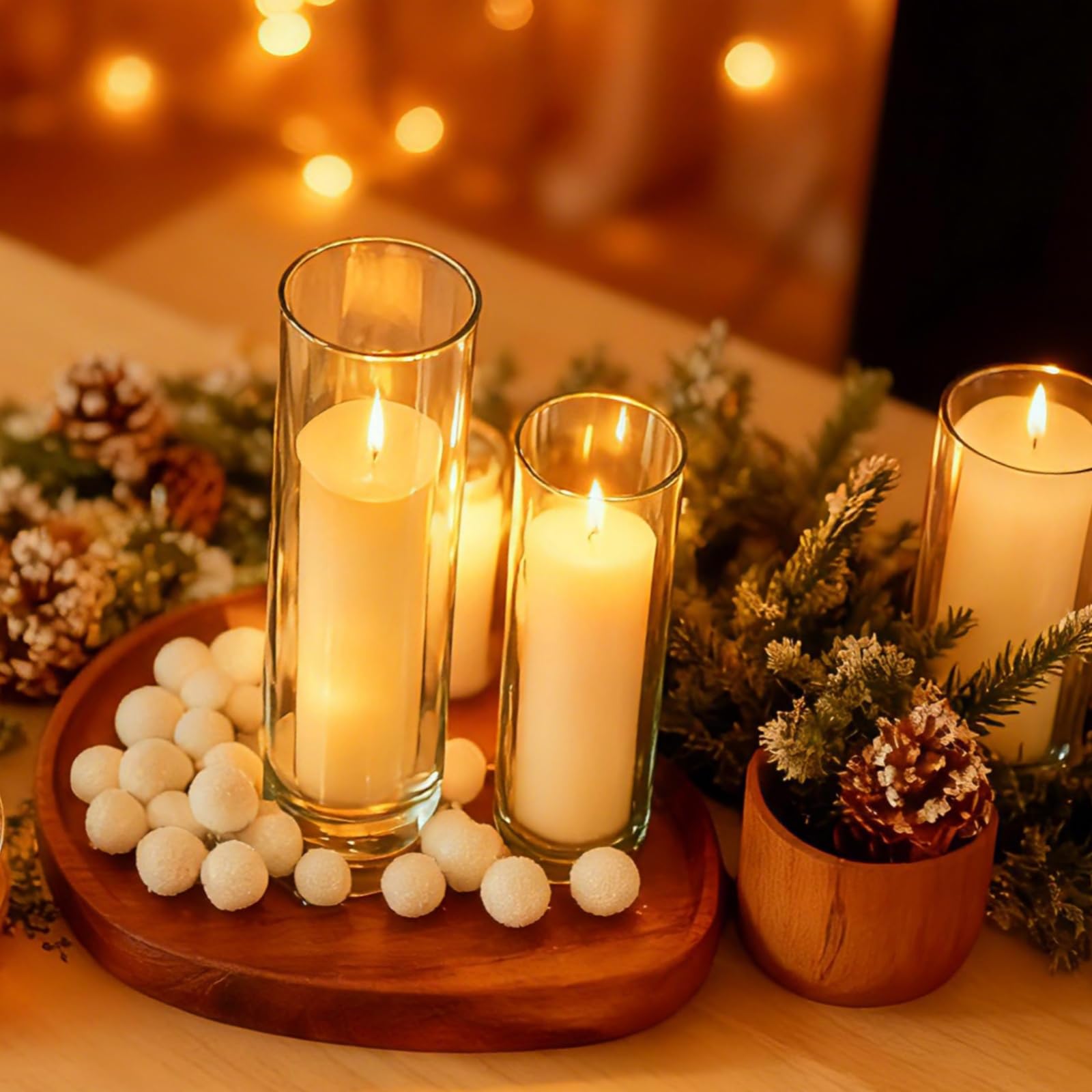 UDU hurricane candle holder clear glass, 7.9in height for dramatic centerpieces.