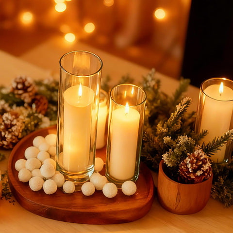 UDU hurricane candle holder clear glass, 7.9in height for dramatic centerpieces.