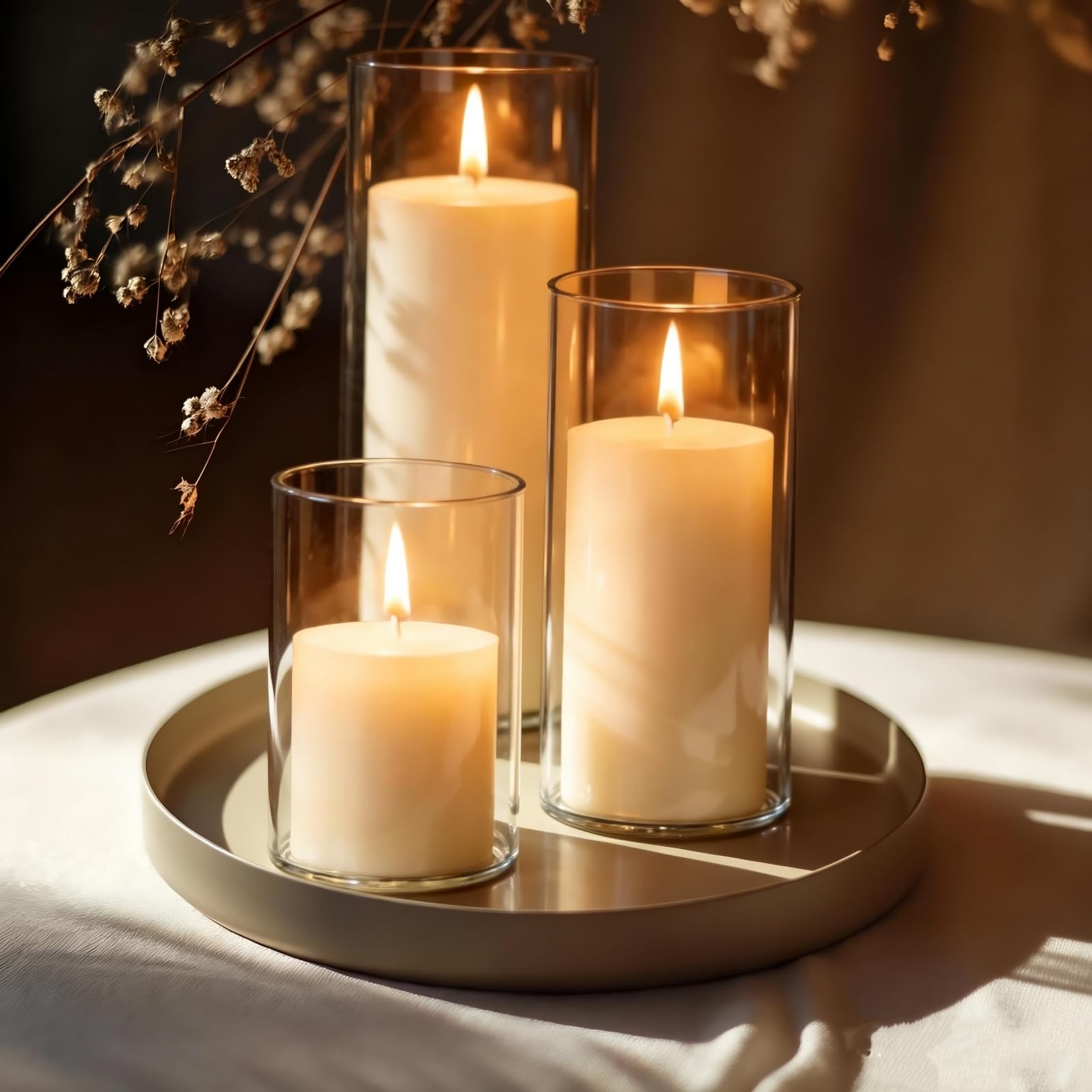 UDU white pillar candle, 4in height, ideal for elegant centerpieces.