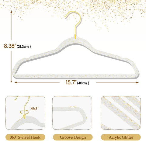 UEAKPIC acrylic hangers with gold glitter support up to 11 pounds.