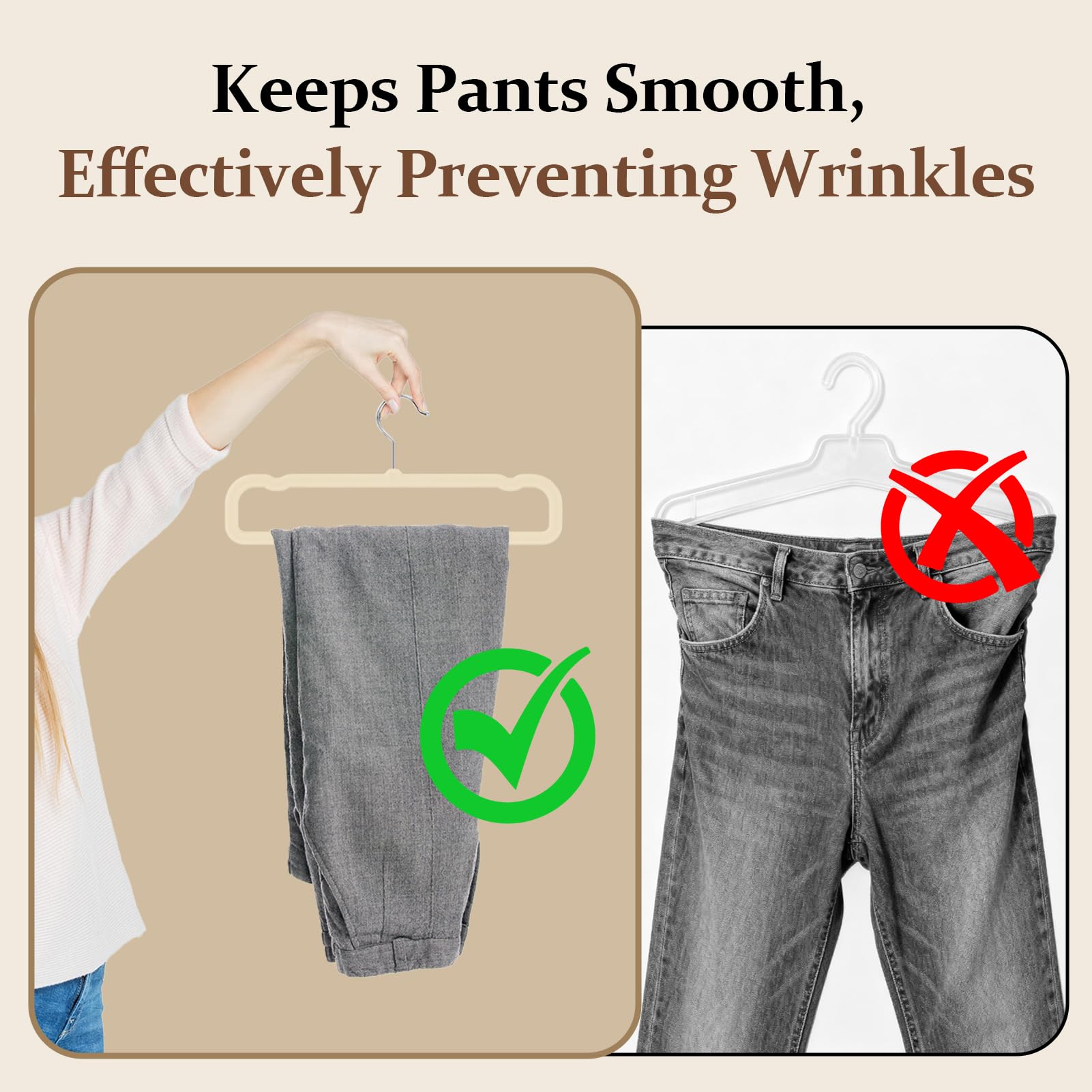 UEAKPIC Velvet Felt Hangers reduces wrinkles on pants and jeans