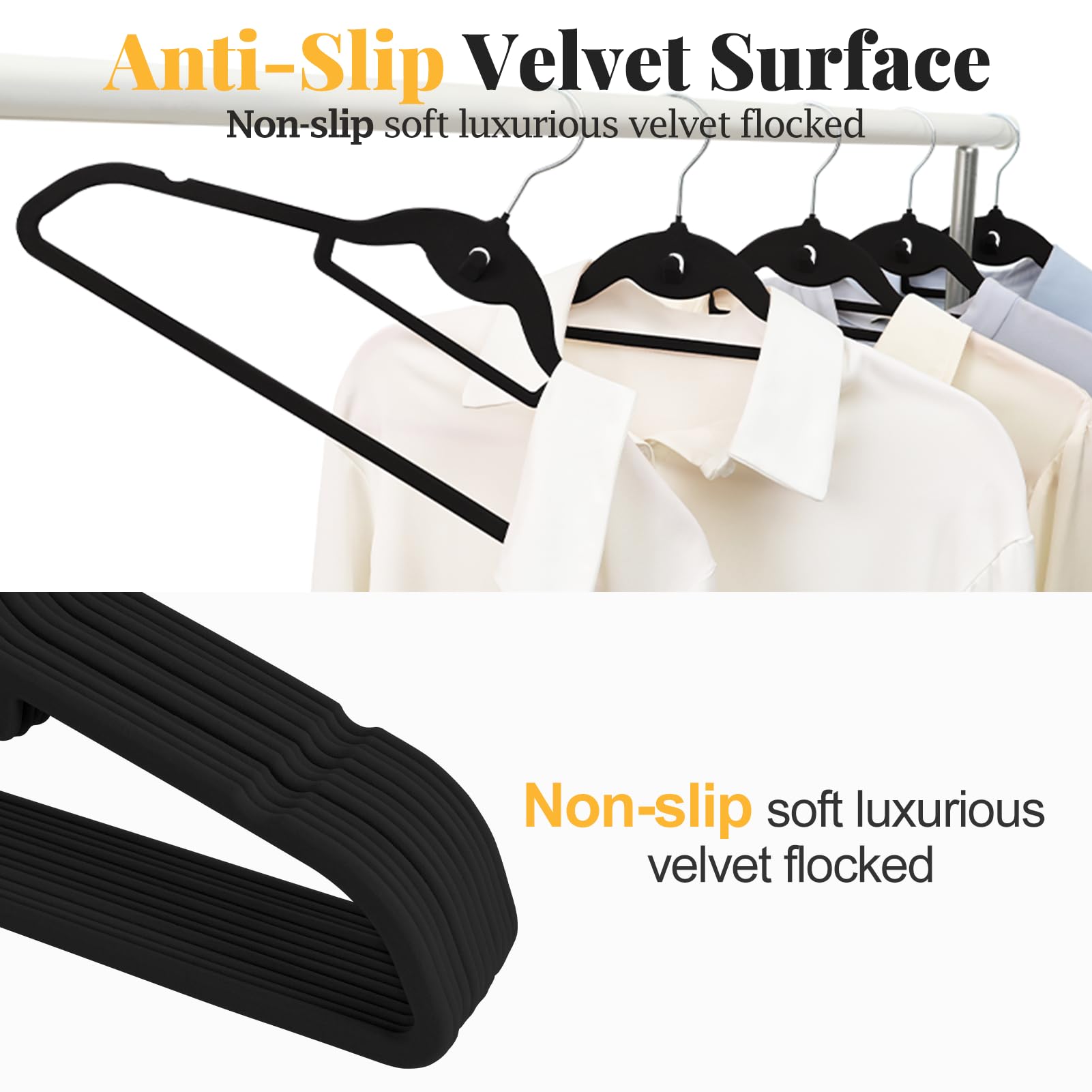 UEAKPIC velvet hanger features notches and accessory bar for ties and scarves.