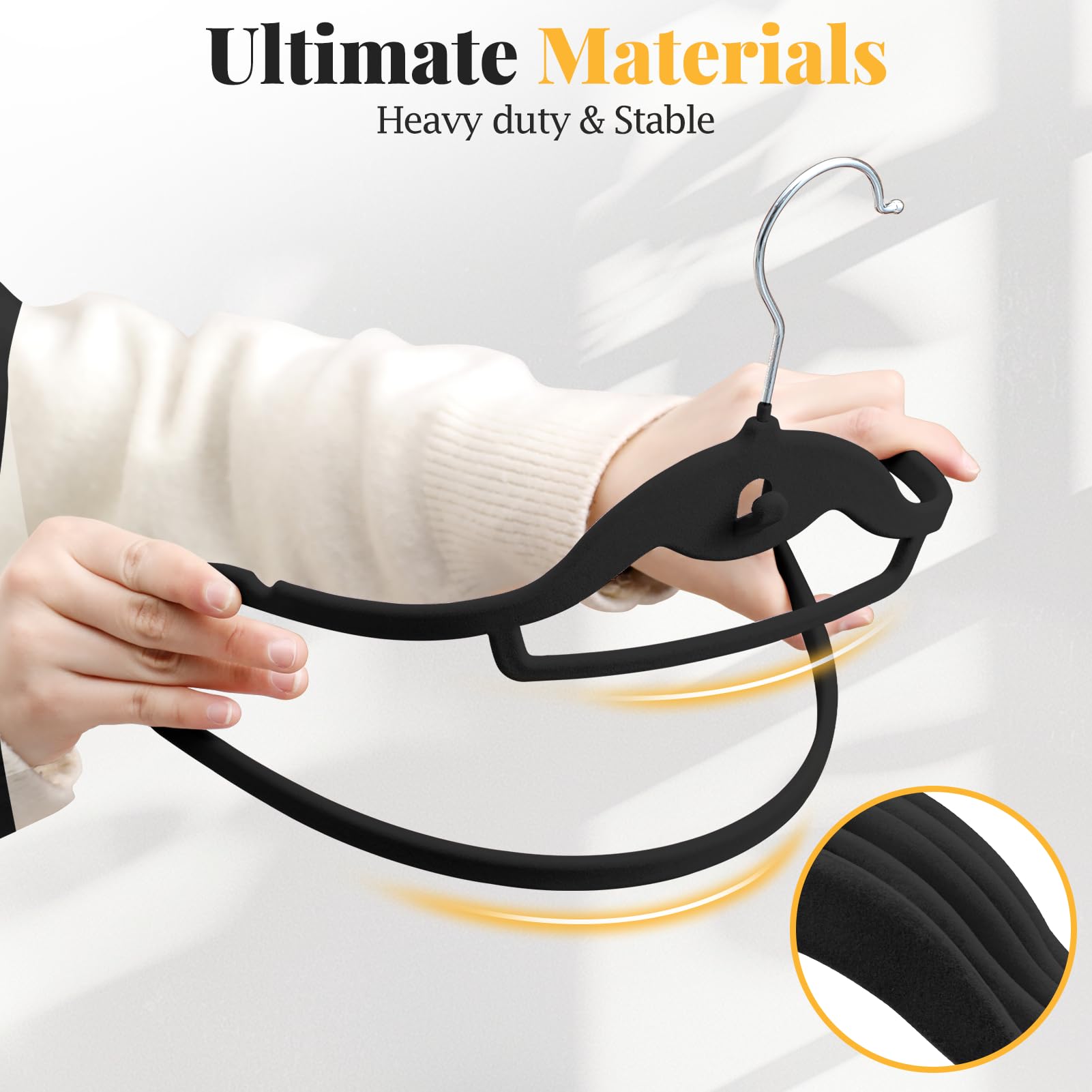 UEAKPIC velvet durable coat hanger supports heavier garments up to 15 pounds.
