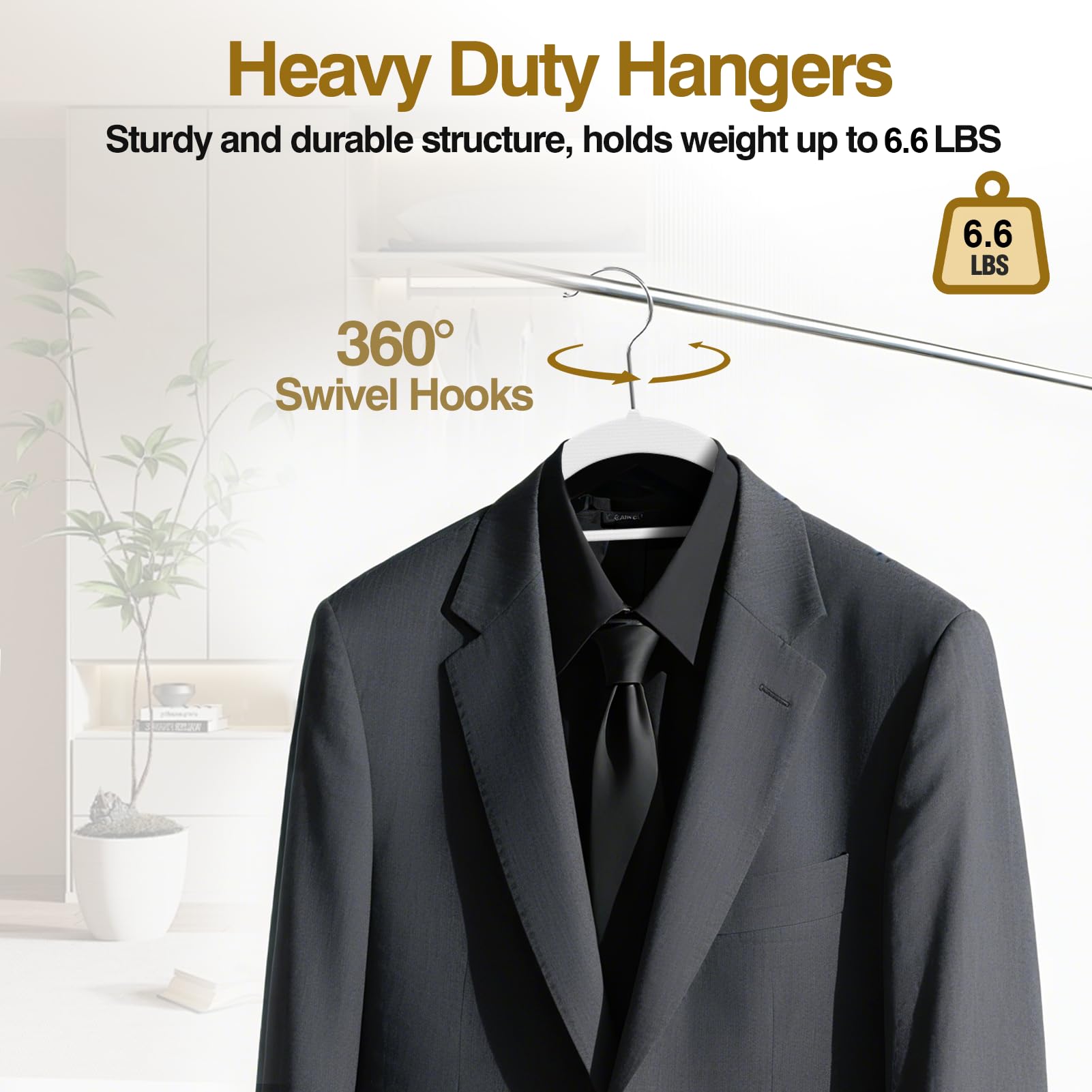 UEAKPIC ultra-slim 0.2 inch hanger saves closet space.