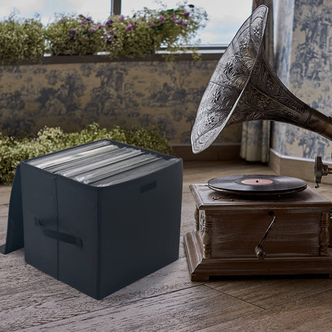 UENTIP black vinyl storage blends with decor while keeping records safe.