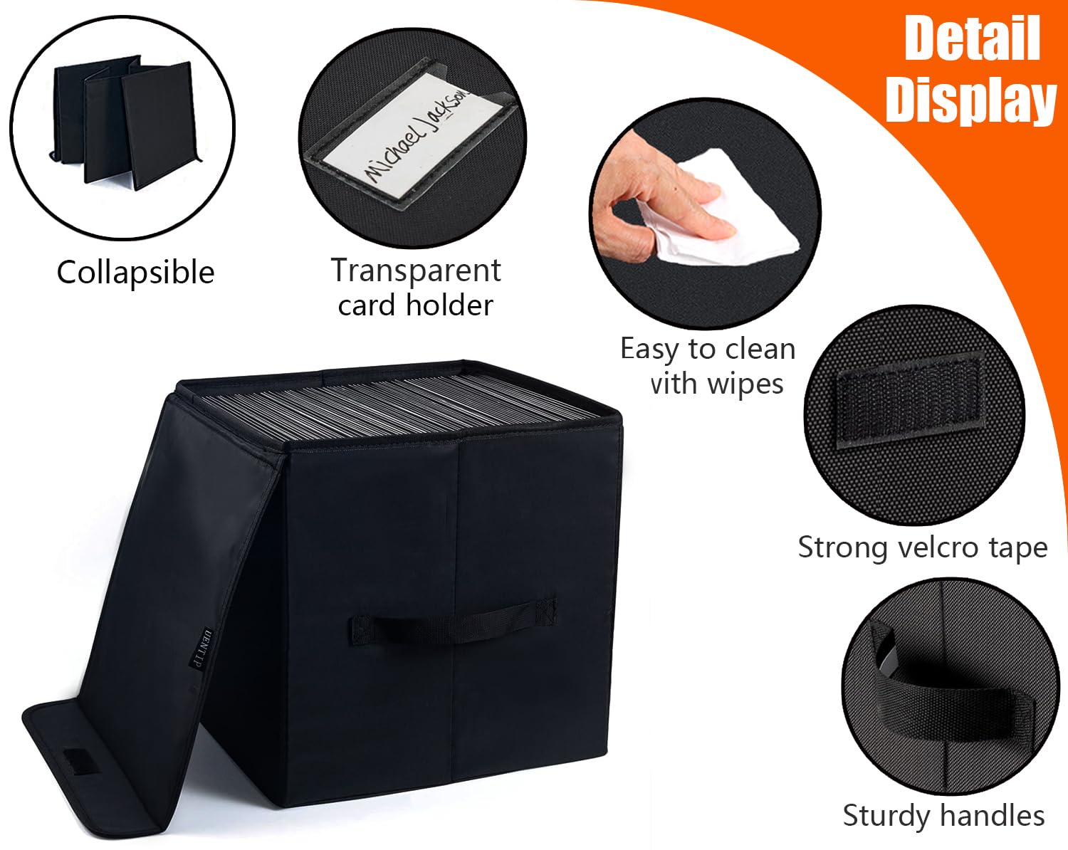 UENTIP sturdy cardboard construction protects records during transport and stacking.