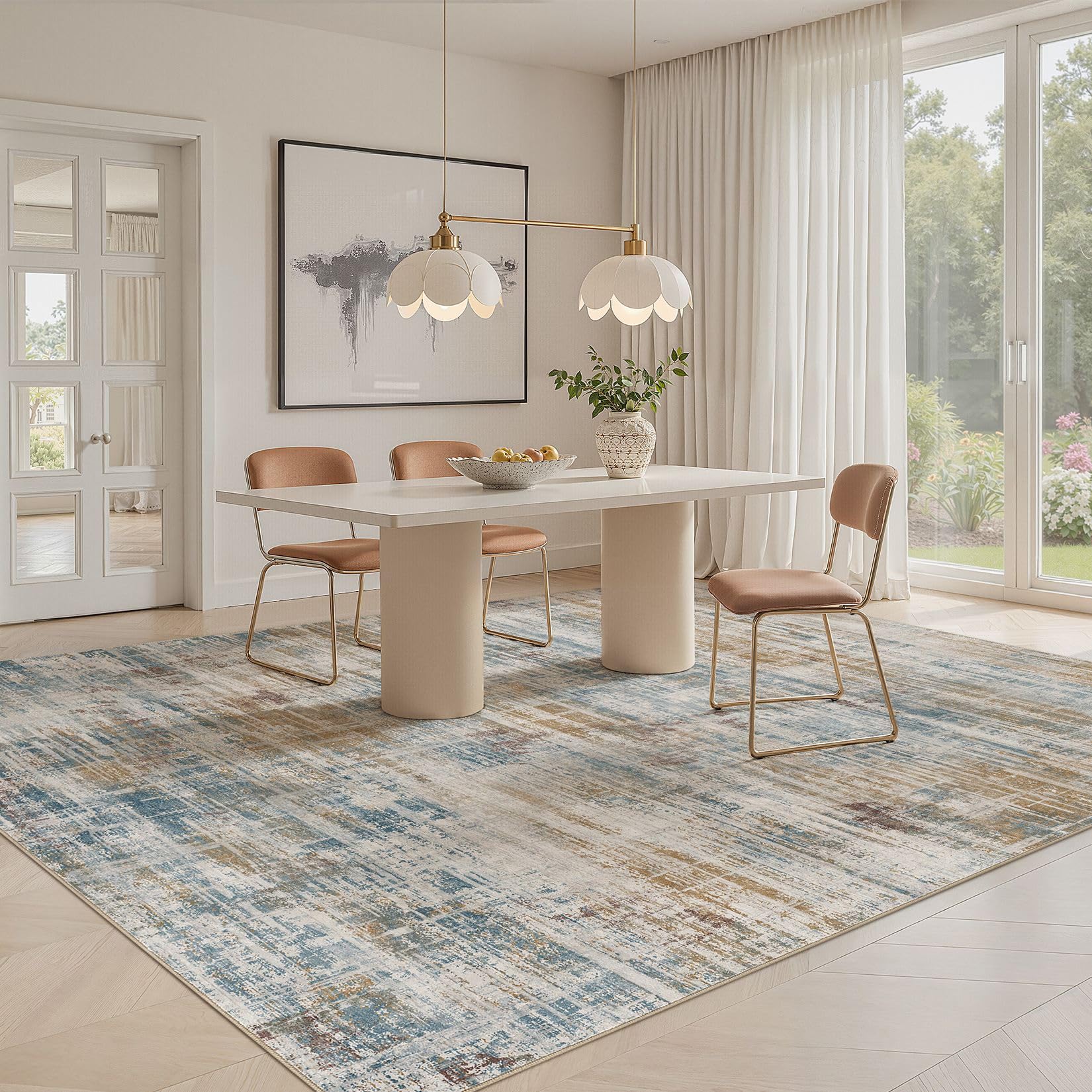 UERMEI non-slip-backing rug offers stable grip for busy rooms