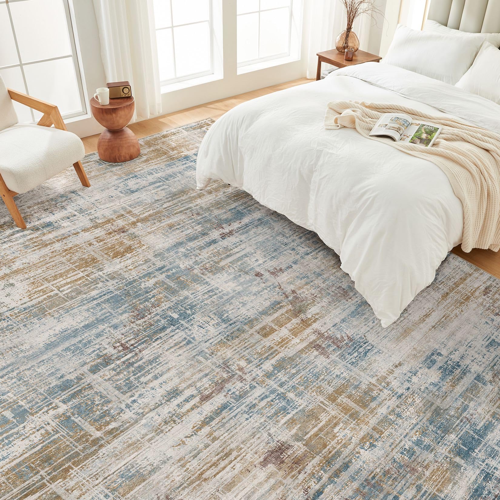 UERMEI washable-stain-resistant rug demonstrates easy-care in daily life