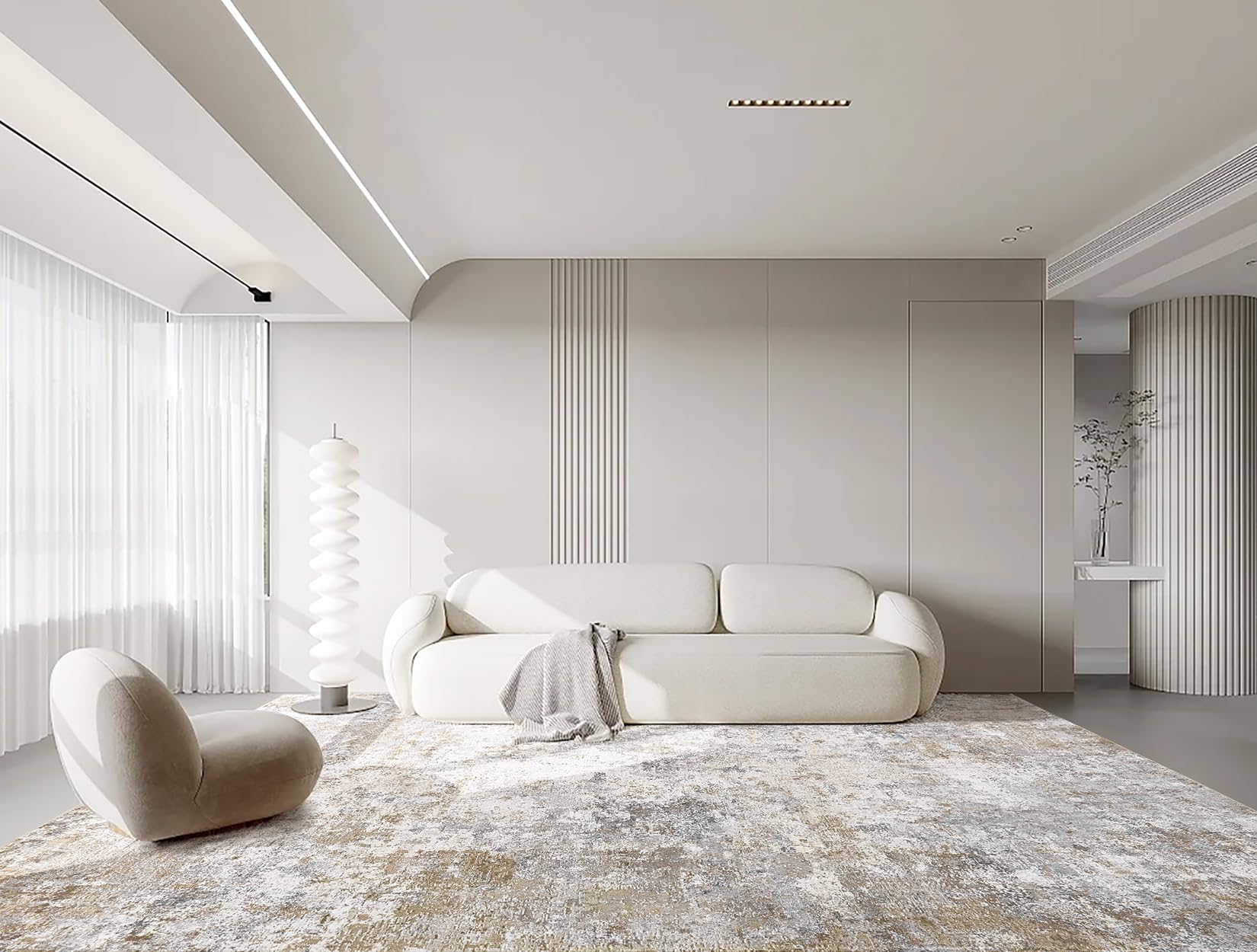 UERMEI living room rug with neutral abstract design for modern decor