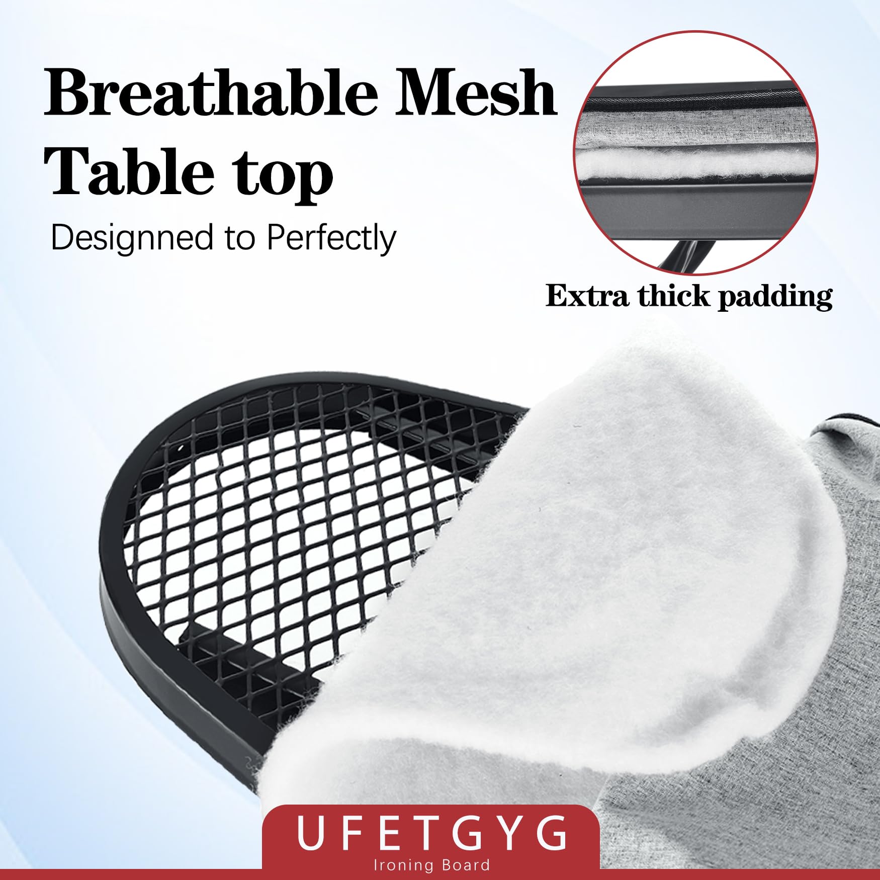 UFETGYG anti-skid feet stabilize on any floor.