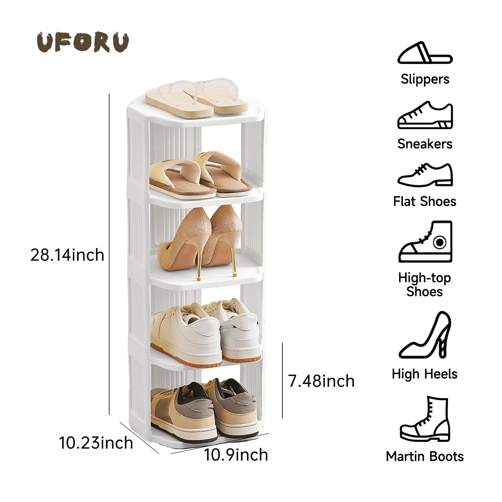 UFORU durable PP material offers waterproof, easy-care storage for muddy footwear.