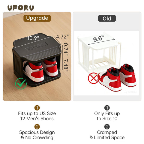 UFORU narrow-space rack stores multiple pairs without crowding floors in small rooms.