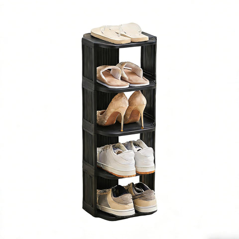 UFORU small shoe rack with 5 tiers in black keeps entryways tidy and accessible.