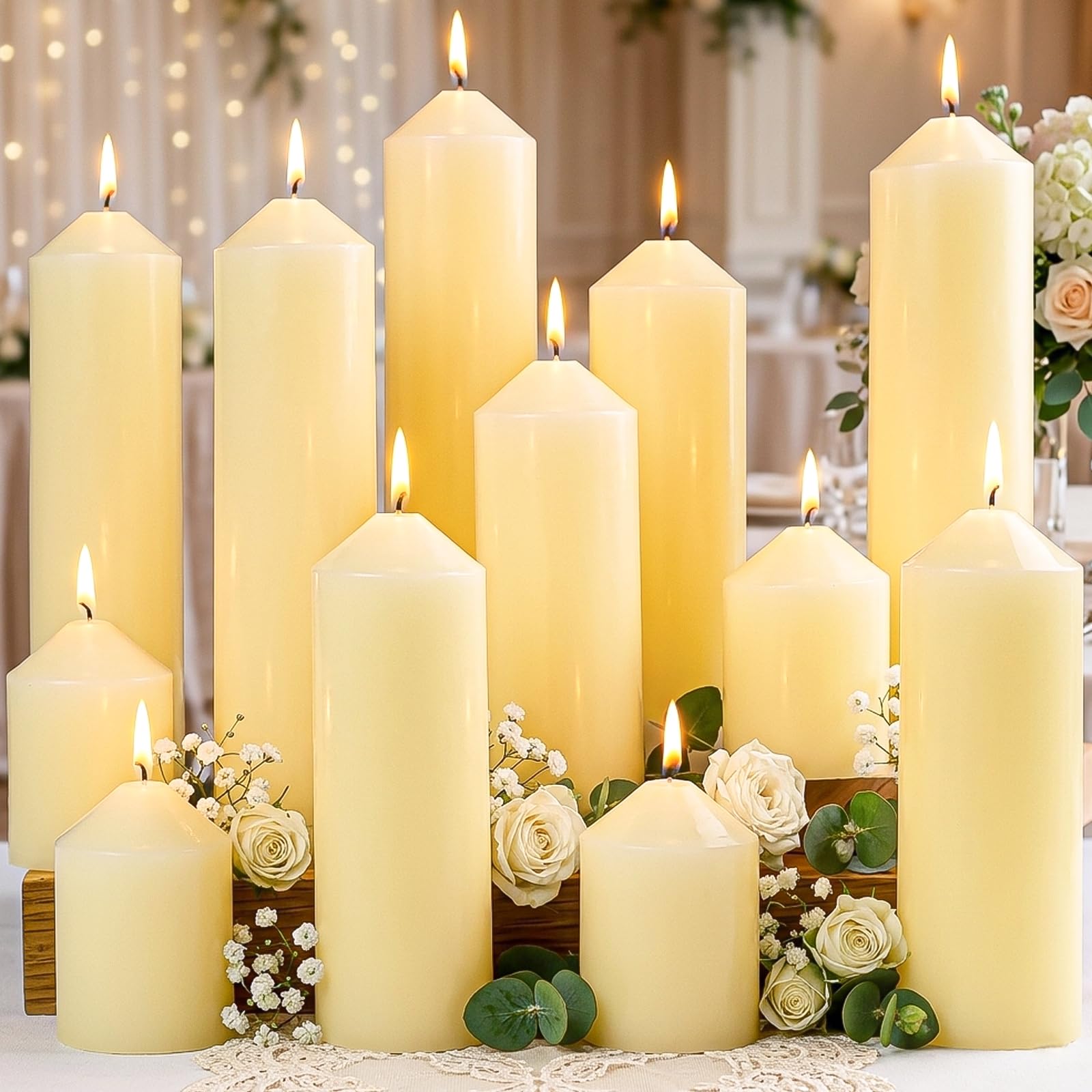 UGBEM ivory pillar candle 2x3 inch burn for intimate centerpieces