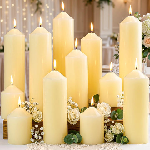 UGBEM ivory pillar candle 2x3 inch burn for intimate centerpieces