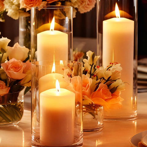 UGBEM ivory pillar candle 2x8 inch extended ambiance for events