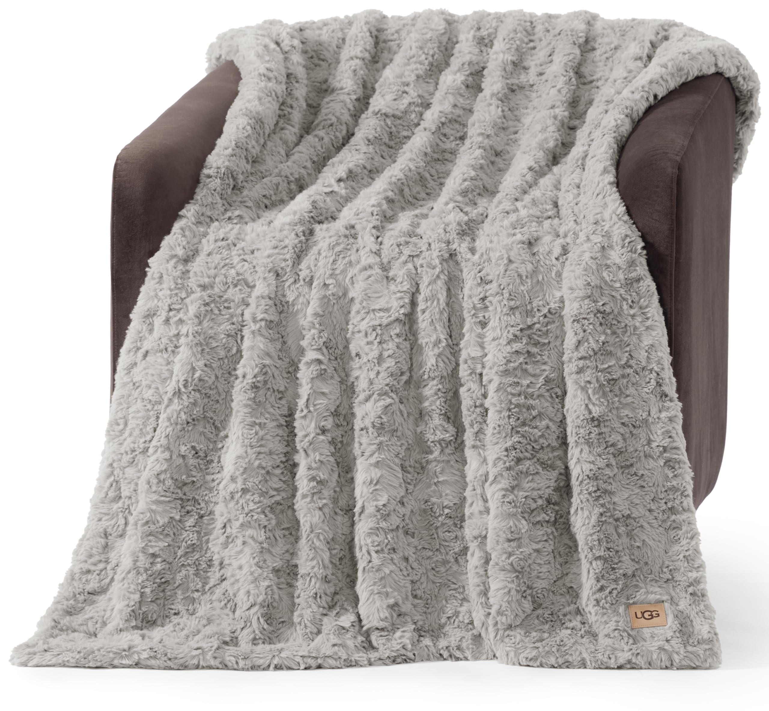 UGG Adalee wave texture throw on a couch for cozy, lightweight warmth.