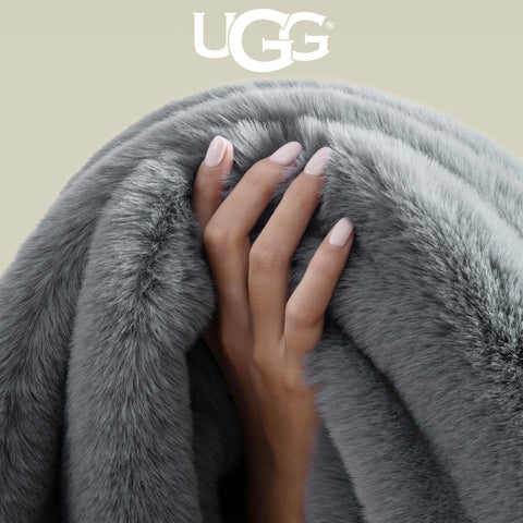 UGG Euphoria blue-grey throw, chic color accent for modern living spaces.