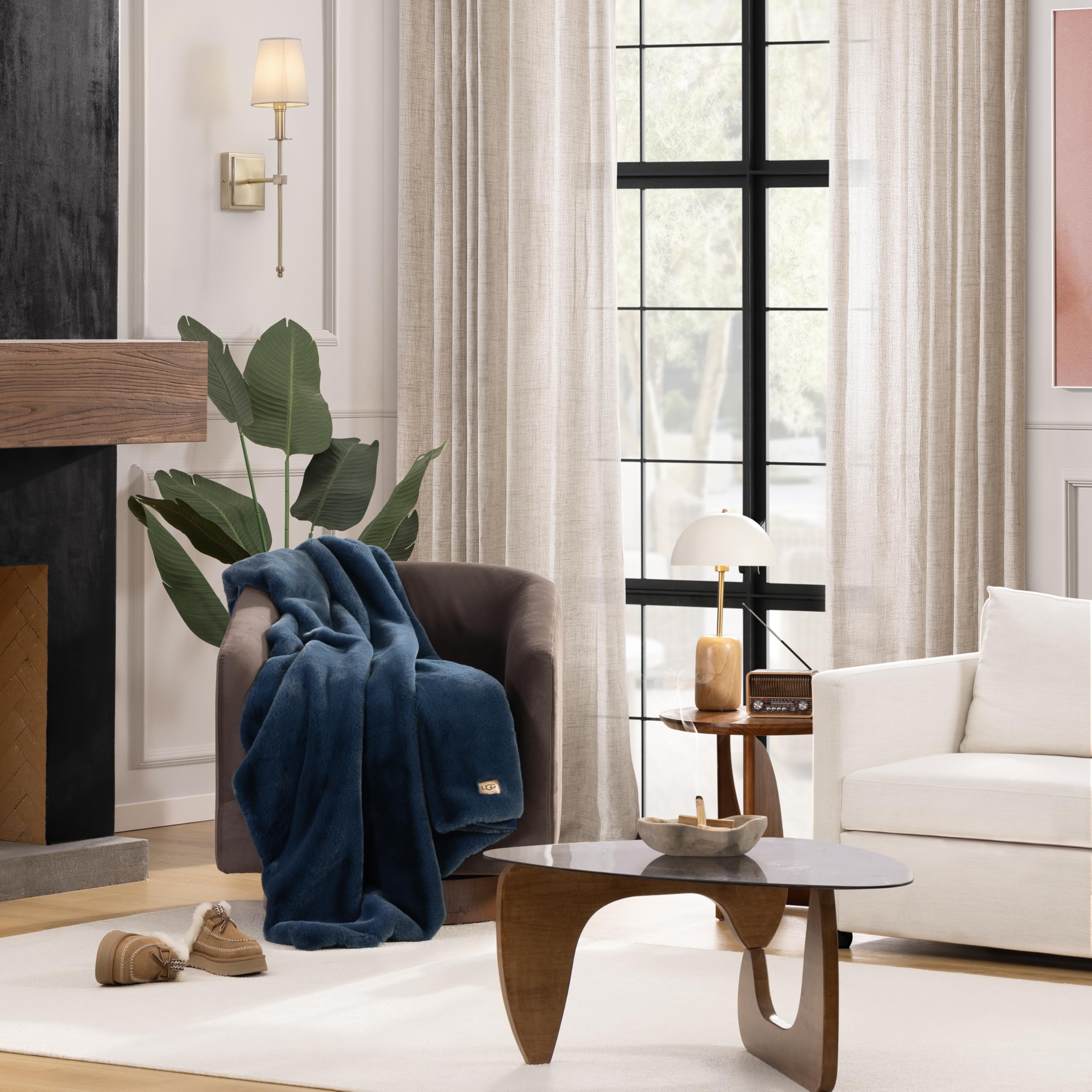 UGG Euphoria throw, back view, soft backing enhances comfort on chairs