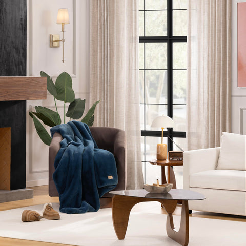 UGG Euphoria throw, back view, soft backing enhances comfort on chairs