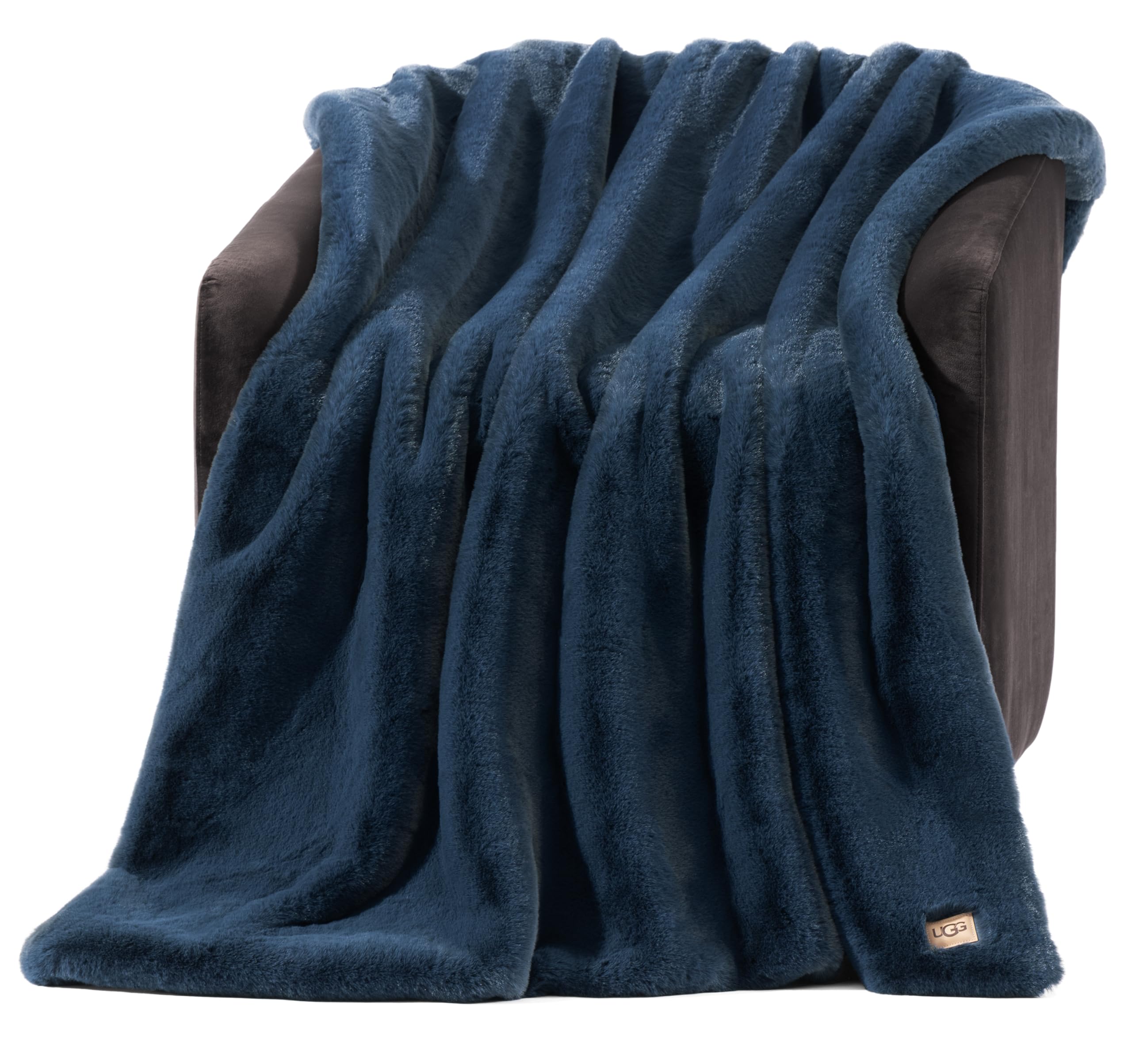 UGG Euphoria plush faux fur throw, front view, adds cozy warmth to your couch