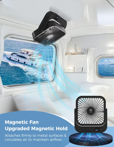 UHUZZ Cruise Fan showing battery life and portability for all-night comfort.