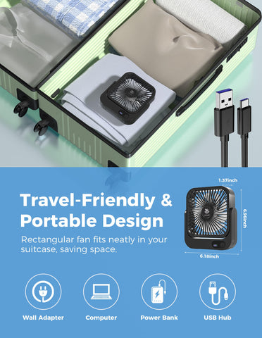 UHUZZ Cruise Fan supports USB charging and plug-in use for flexible power.