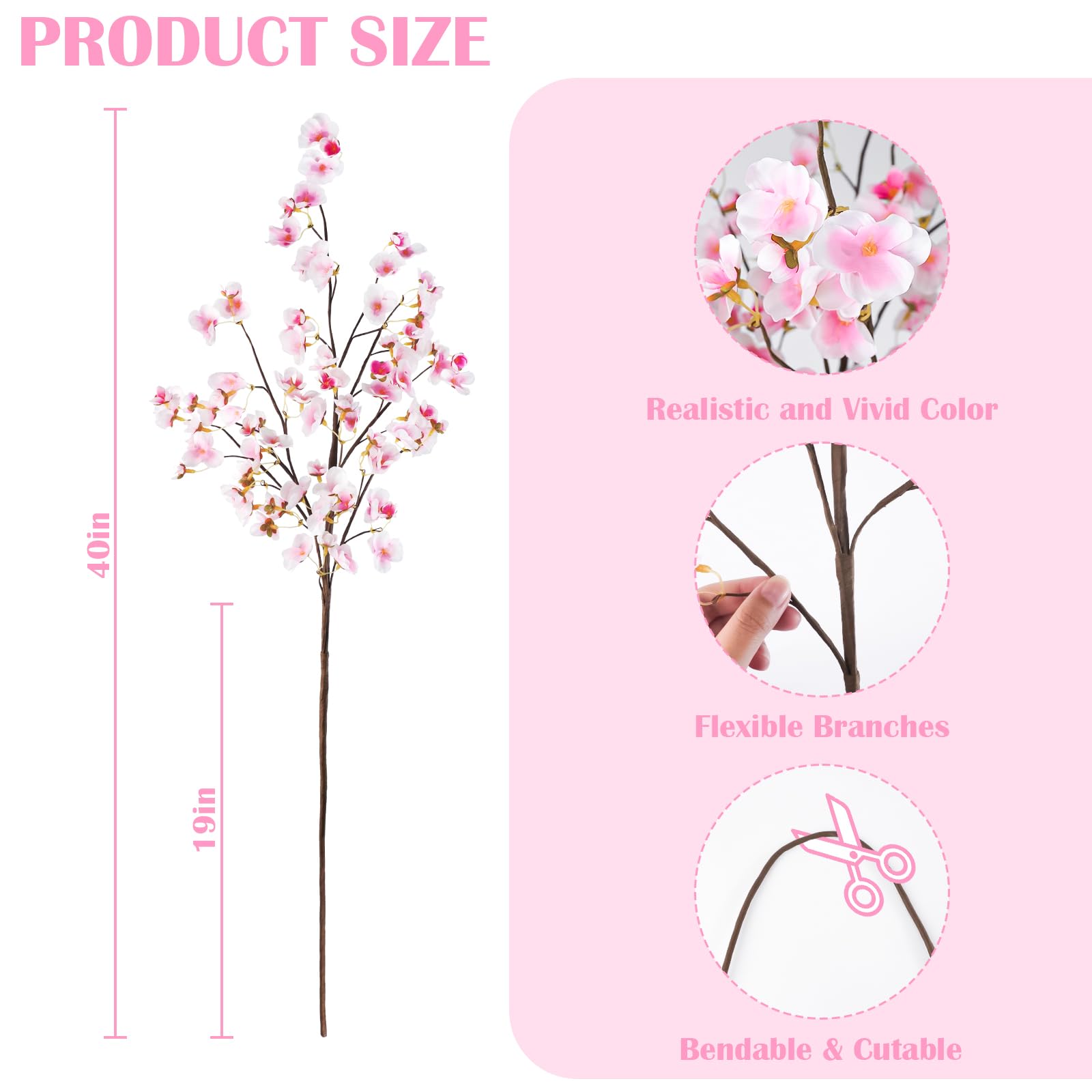 Long 40.5 inch Uieke branch suitable for tall vase styling.