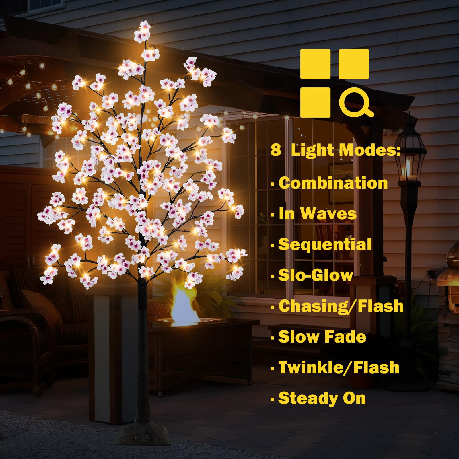 Uieke Cherry Blossom Tree features authentic bark finish as woodland decor focal point.