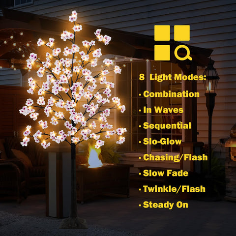 Uieke Cherry Blossom Tree features authentic bark finish as woodland decor focal point.