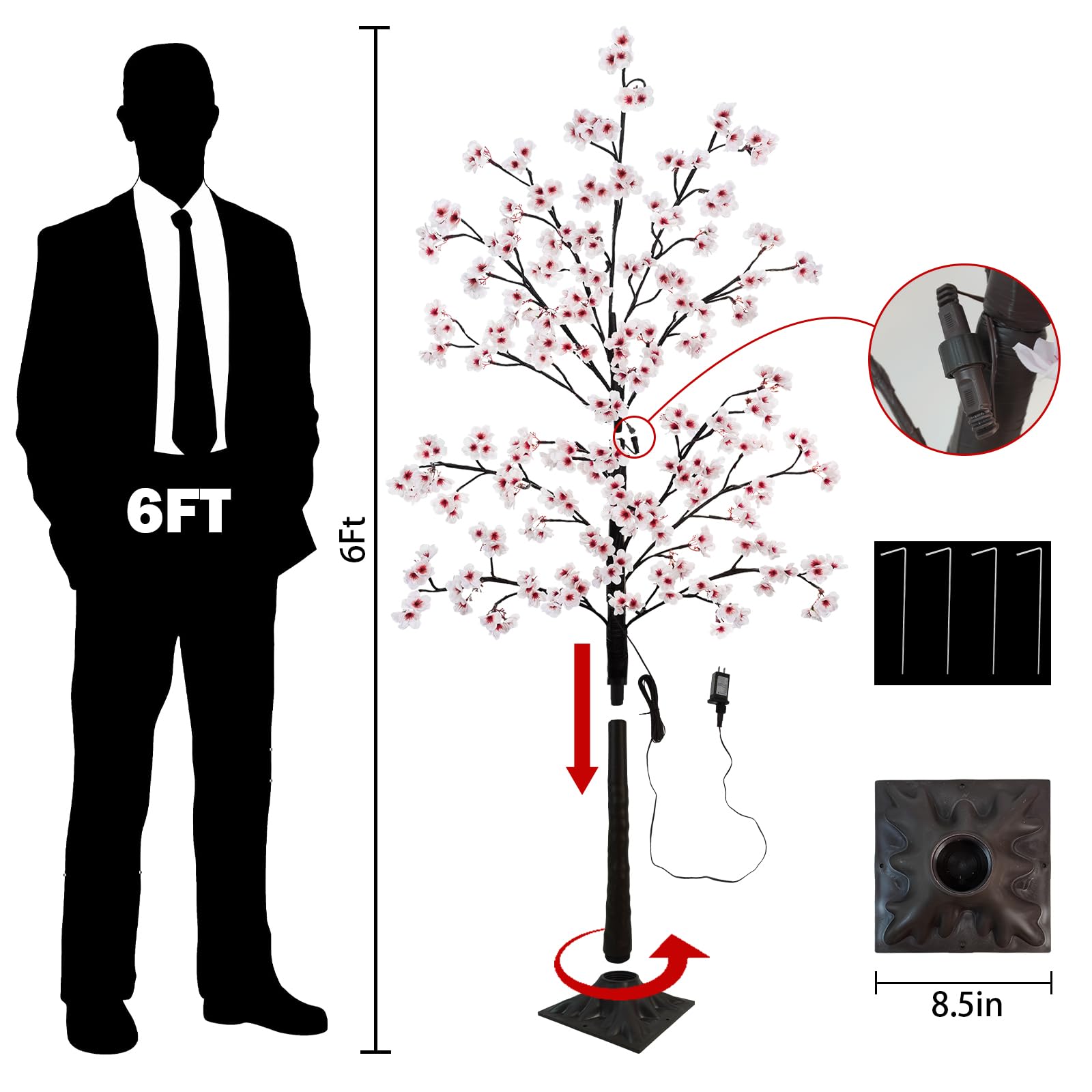 Uieke Cherry Blossom Tree pink-white blossoms glow softly for gatherings.