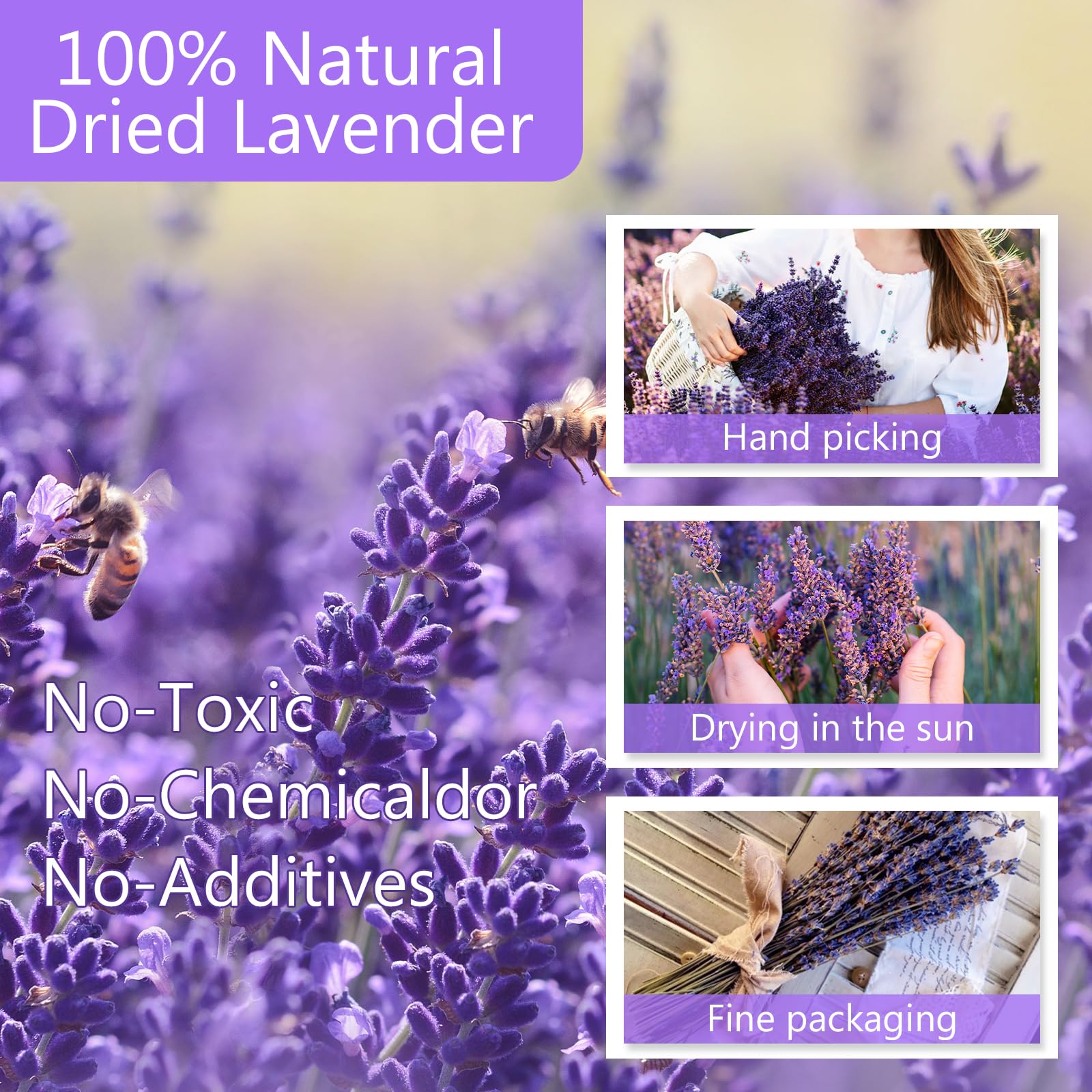 Uieke dried lavender buds close-up highlighting natural color and delicate scent