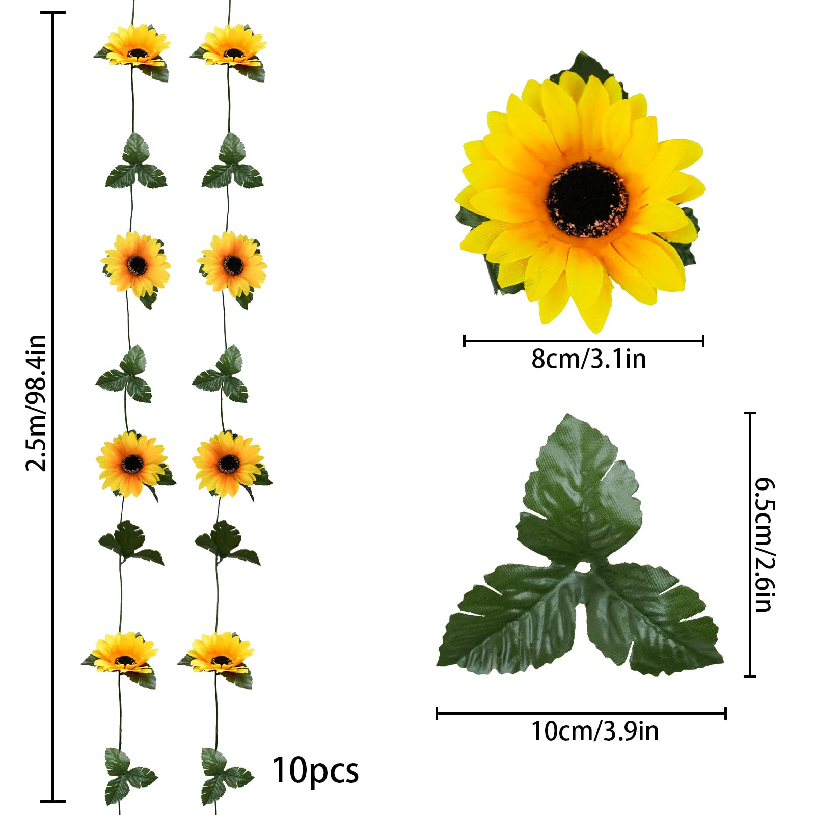 Uieke sunflowers garland close-up showcases craftsmanship and vibrant color