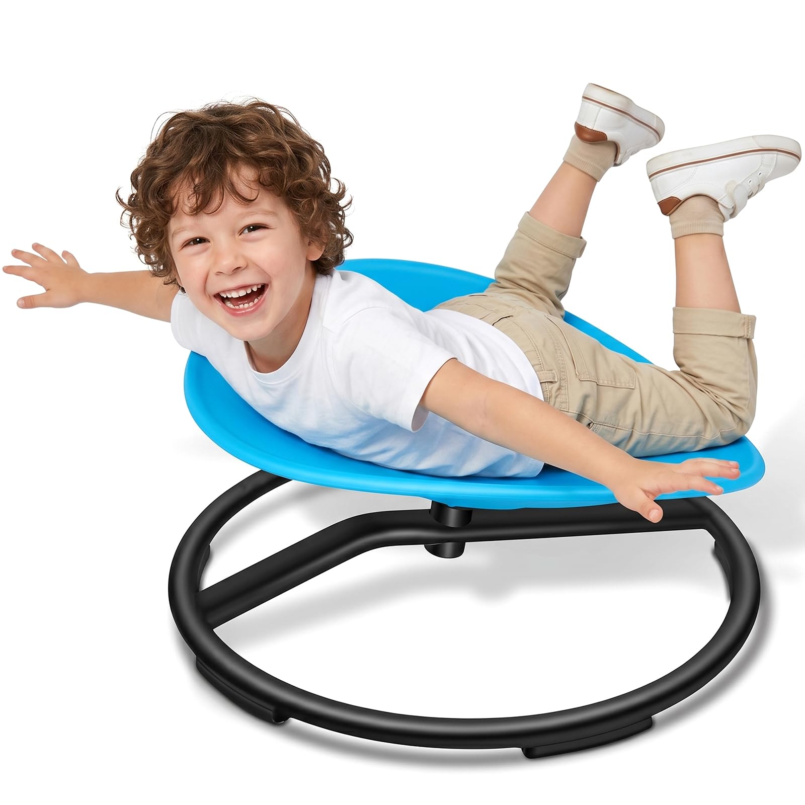 UIIKOLB Spinning Chair blue side view promotes tactile exploration and calm focus.