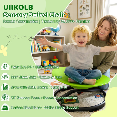 UIIKOLB chair in indoor and outdoor settings for versatile sensory play