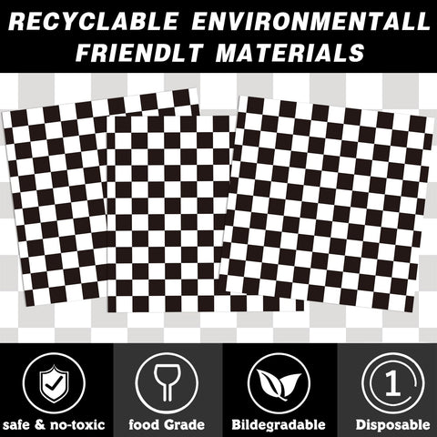 Uikeleexm 6.5-inch napkins complement the checkered theme for quick cleanup