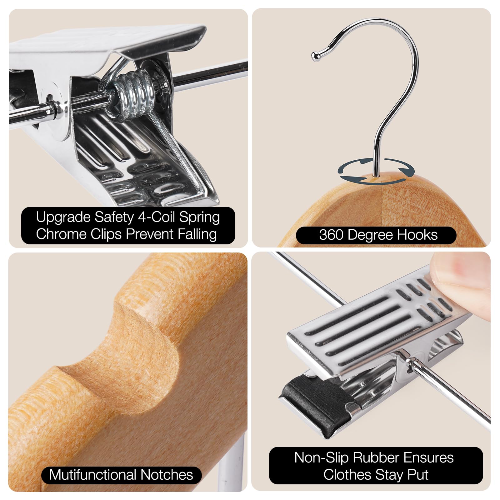 Adjustable clip pants hanger by Uinicor supports diverse garments