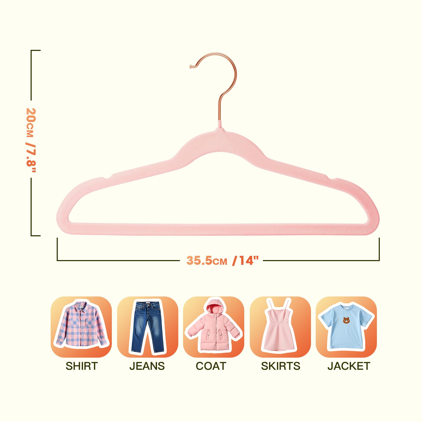 Uinicor Kids Hangers slim, space-saving profile fits compact closets.