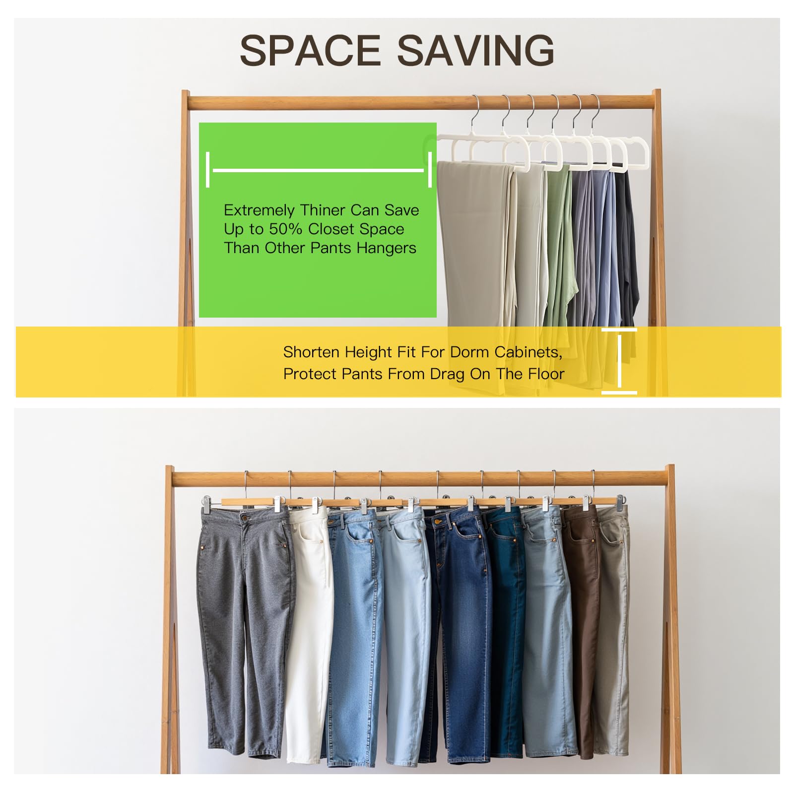 Uinicor shoulder-notch velvet hangers keep pants in place
