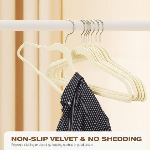 Uinicor slim, durable velvet hanger provides space-saving support for clothes.